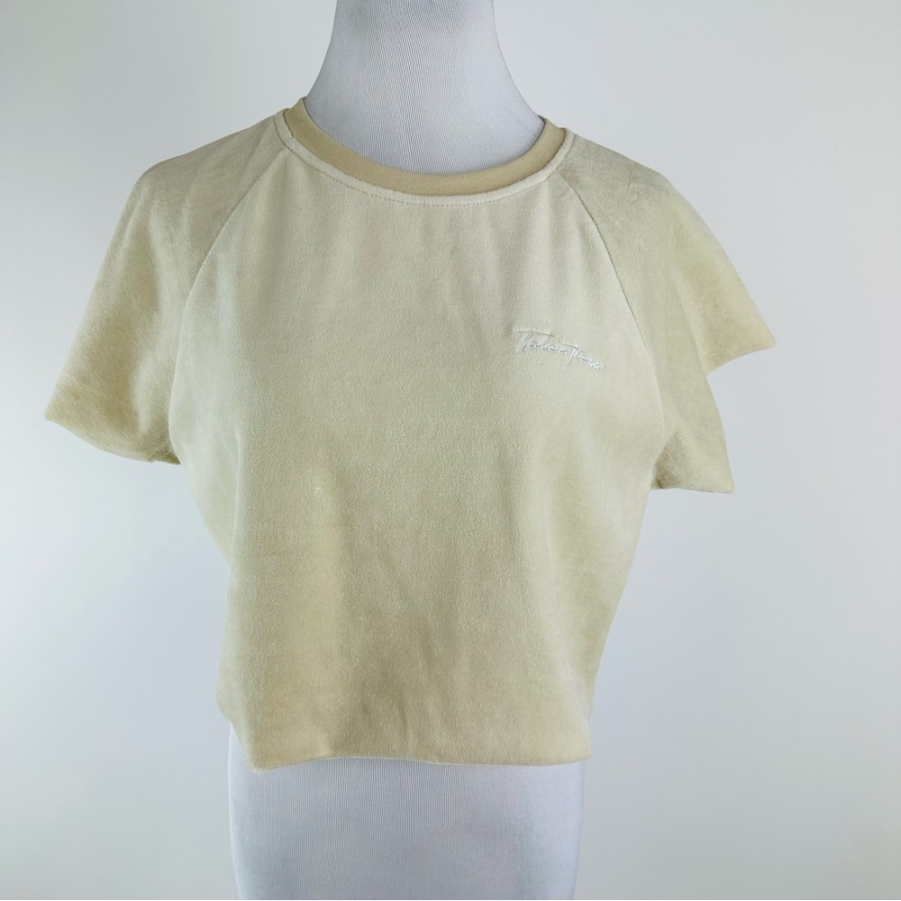 Talentless Velour Cut Off Logo Tee Size Medium